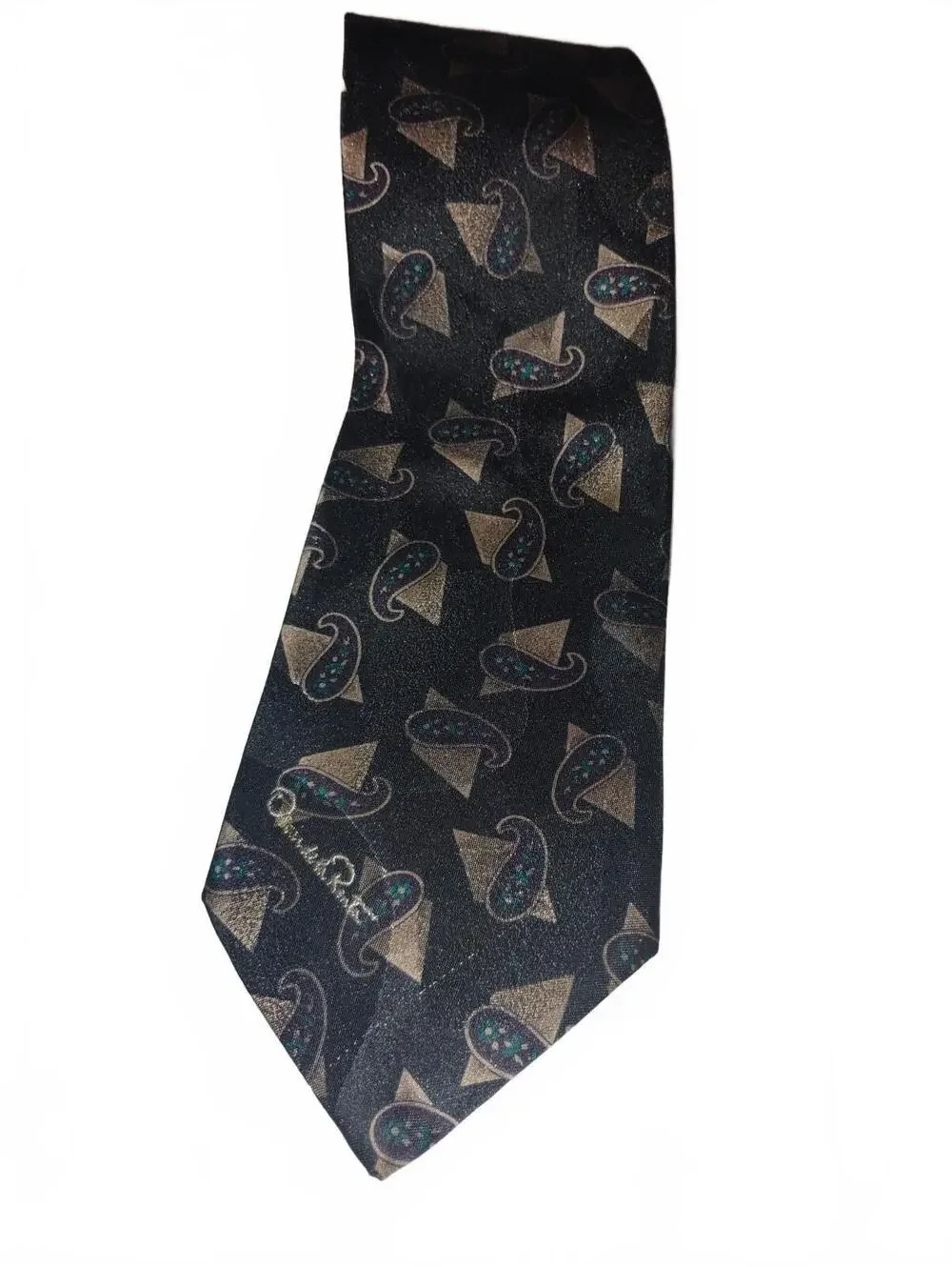 Oscar de la Renta Studio Necktie Mens Paisley Geometric Silk Blend Tie